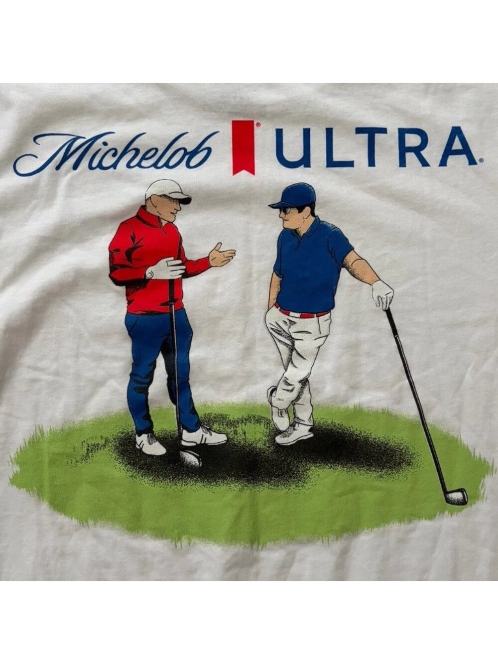 Michelob Ultra Golfing Front and Back Print T-Shirt White Men’s Medium NWOT